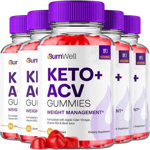 Burnwell Keto ACV Gummies 1000MG Advanced Formula Supplement 5 Pack Bundle