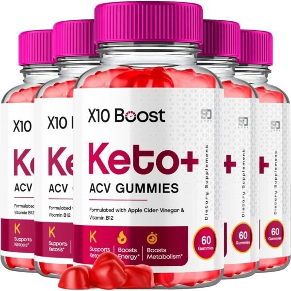 (5 Pack) X10 Boost Keto ACV Gummies -Apple Cider Vinegar Supplement for Energy & Focus - Dietary Supplement Gummies with Apple Cider Vinegar Folate Vitamin B12 B6 Beet Root (300 Gummies)